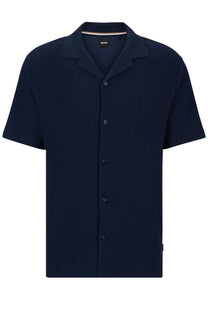 Boss Powell 129 Button Through Polo Shirt Dark Blue Boss Black