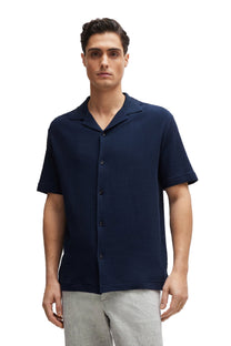 Boss Powell 129 Button Through Polo Shirt Dark Blue Boss Black