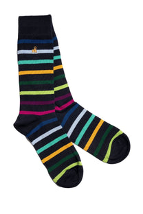 Swole Panda Bamboo Socks Black Multi Stripe Swole Panda