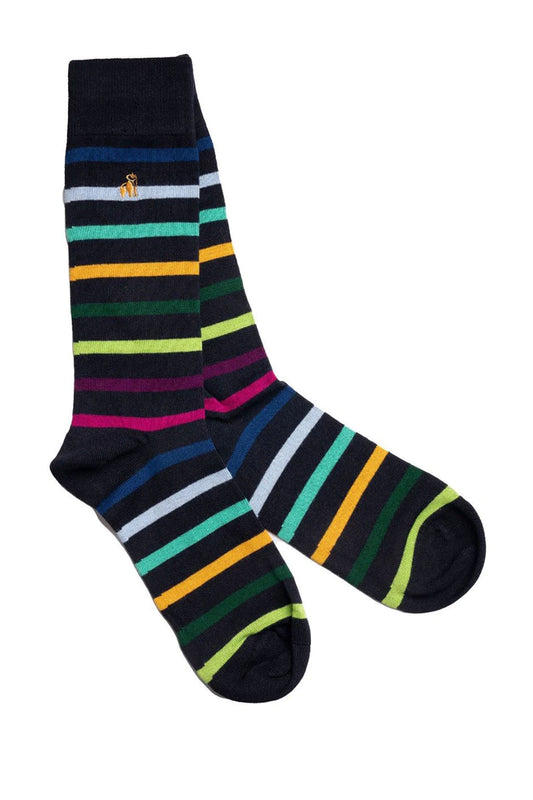 Swole Panda Bamboo Socks Black Multi Stripe