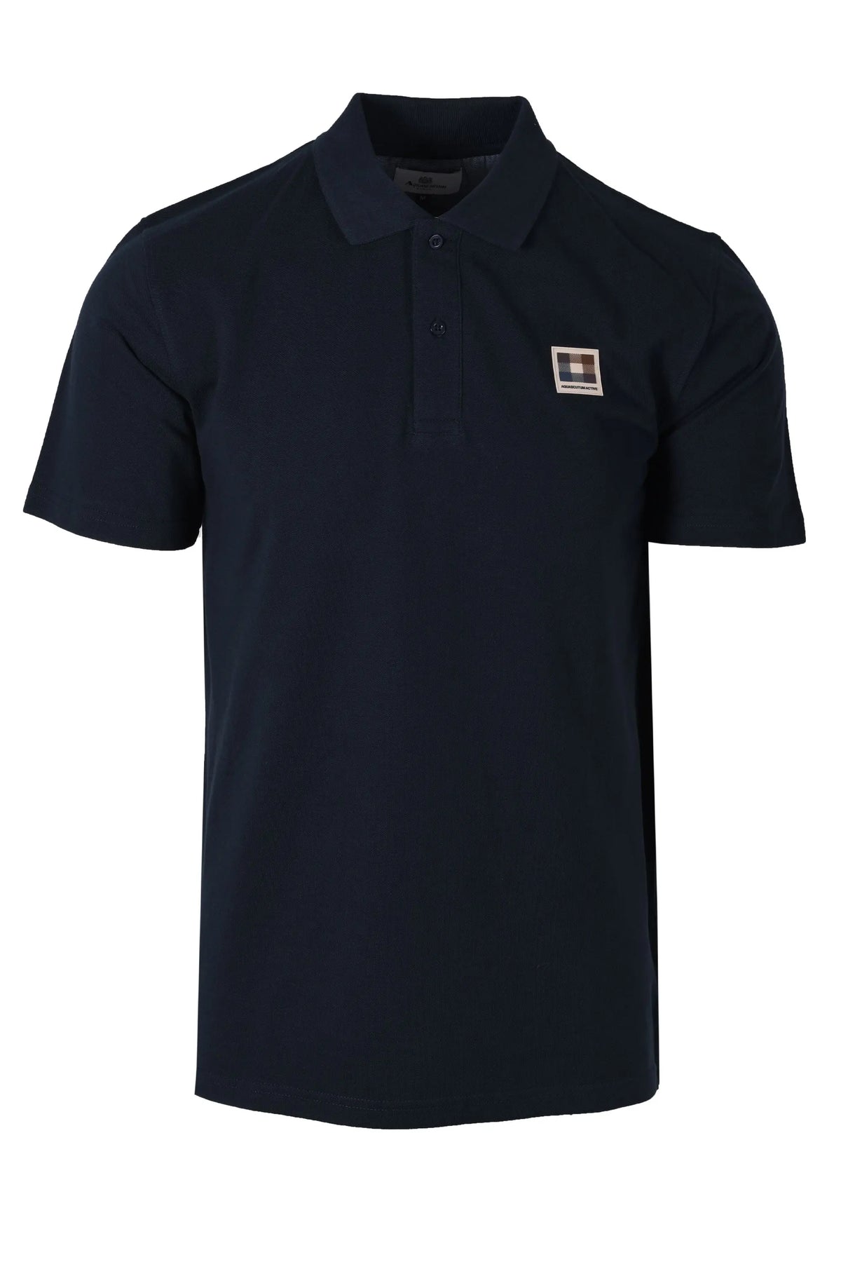 Aquascutum Check Patch Polo Shirt Navy