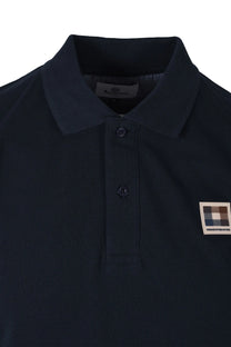 Aquascutum Check Patch Polo Shirt Navy Aquascutum