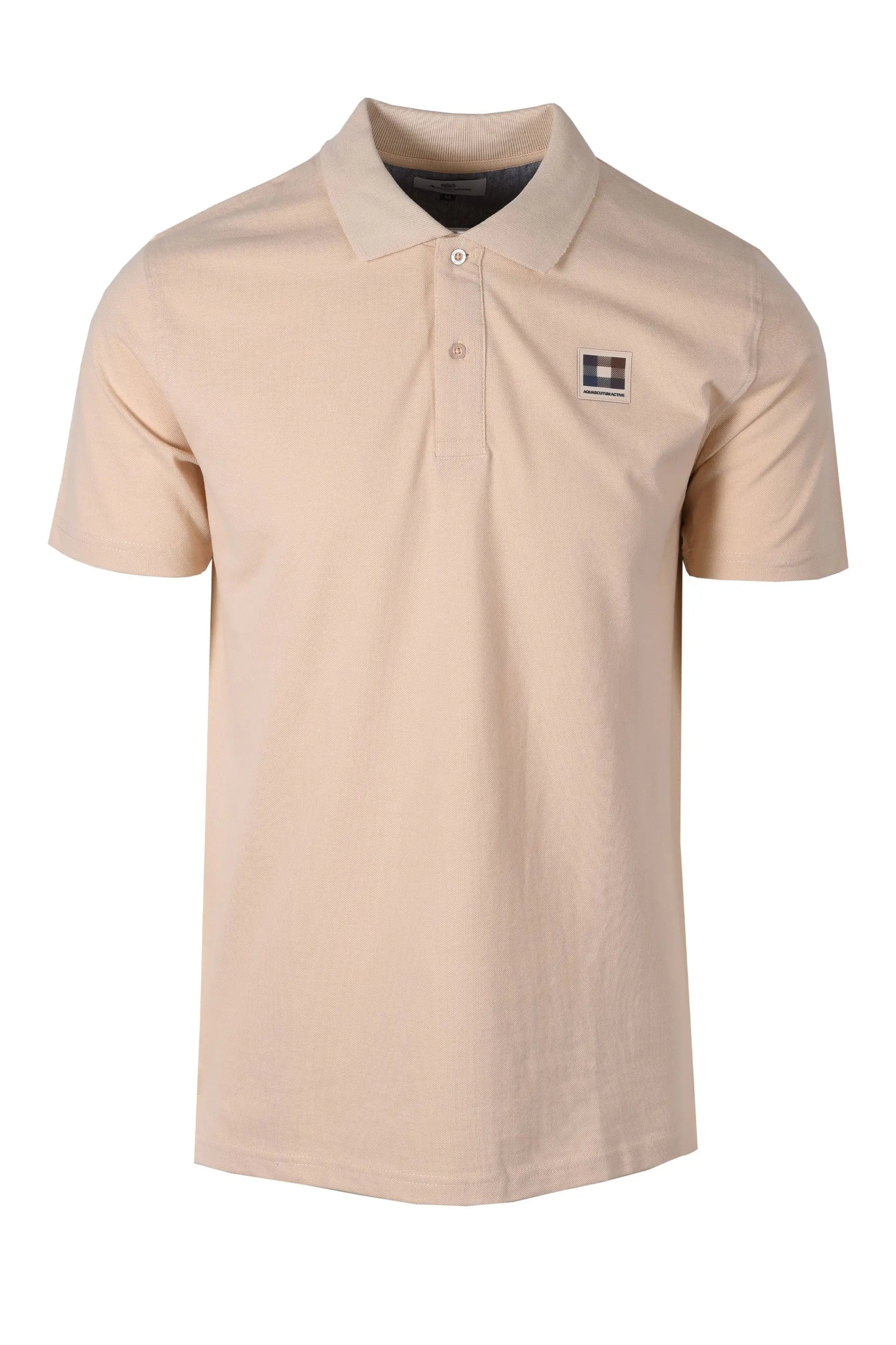 Aquascutum Check Patch Polo Shirt Beige Aquascutum