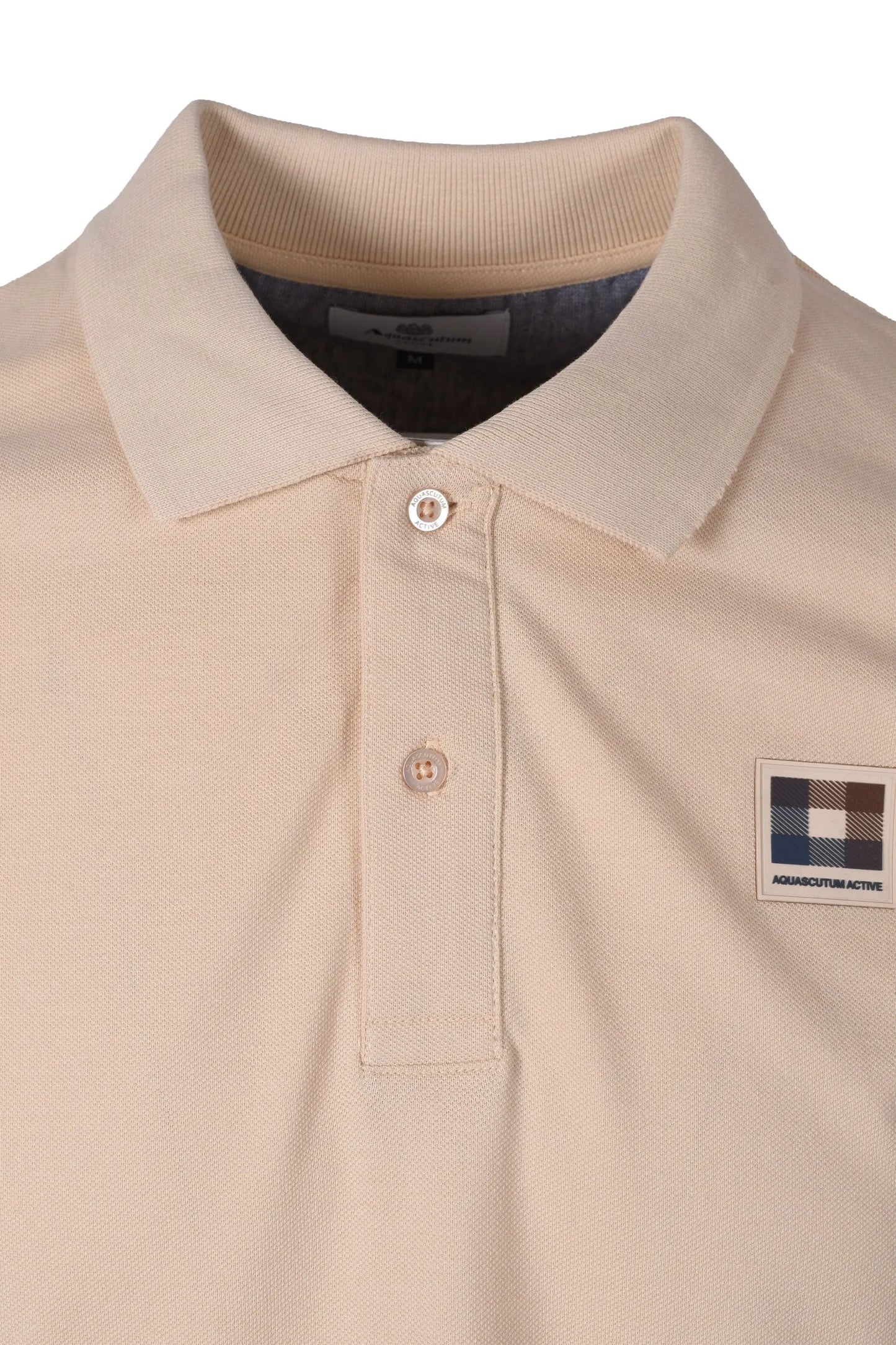 Aquascutum Check Patch Polo Shirt Beige Aquascutum