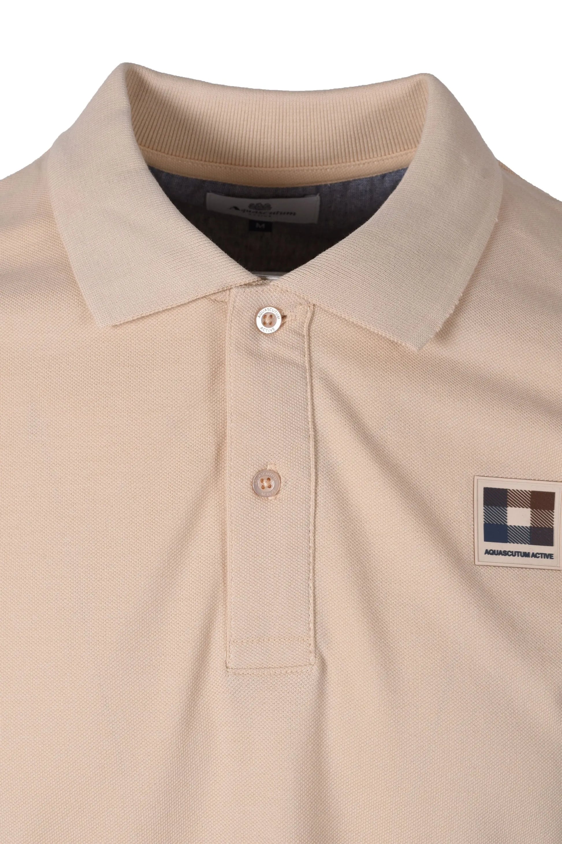 Aquascutum Check Patch Polo Shirt Beige Aquascutum