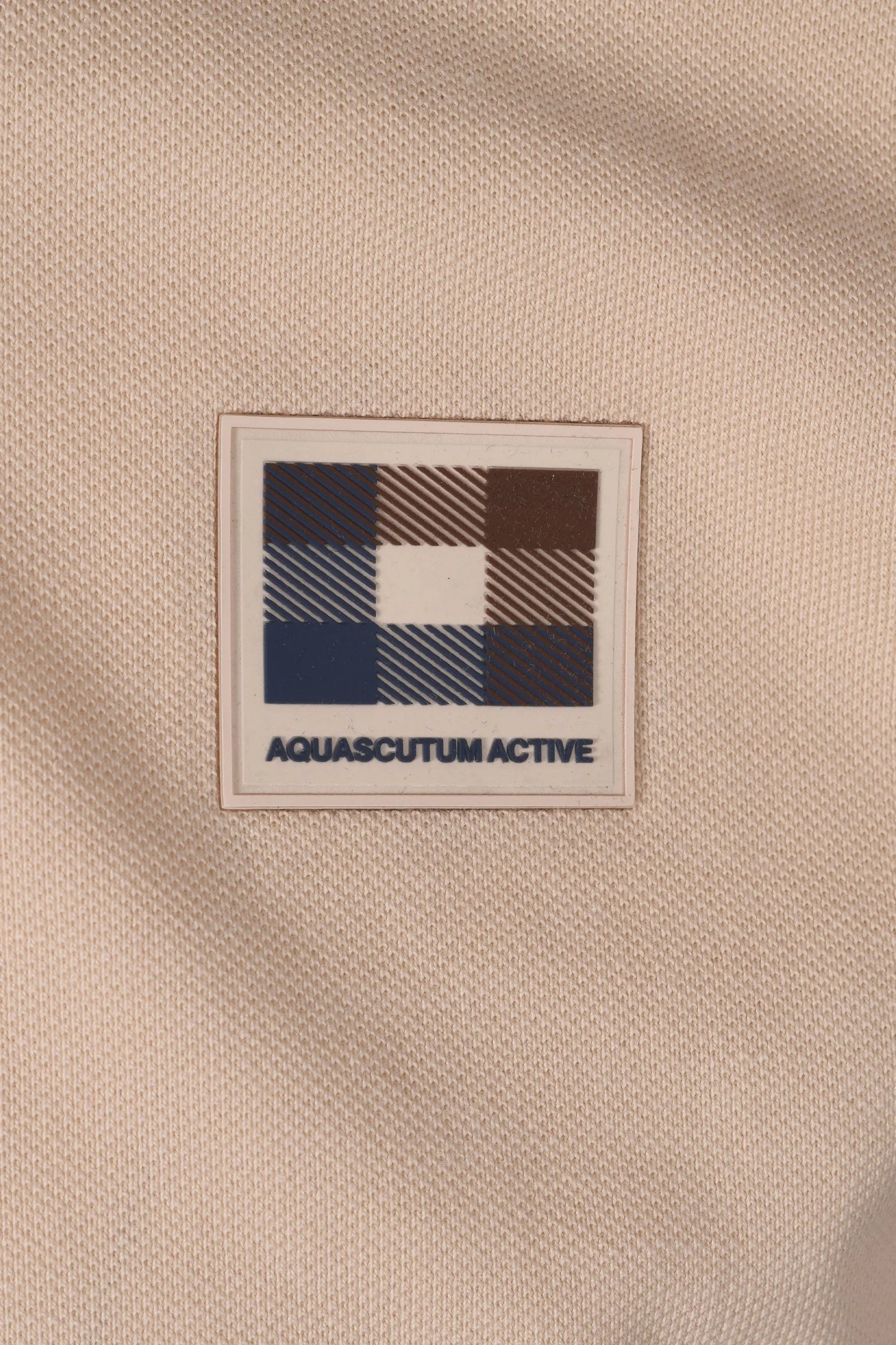 Aquascutum Check Patch Polo Shirt Beige Aquascutum