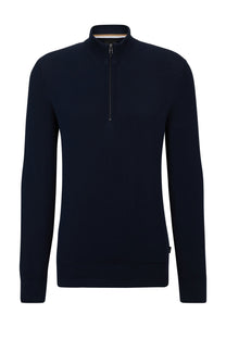 Boss Ebrando P Half Zip Knitwear Dark Blue Boss Black