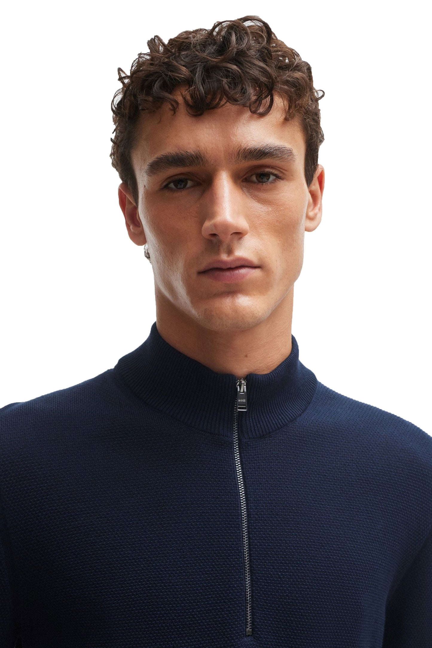 Boss Ebrando P Half Zip Maglieria Blu Scuro