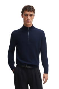 Boss Ebrando P Half Zip Knitwear Dark Blue Boss Black