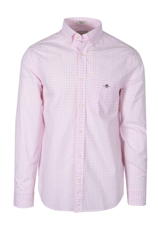 Camicia Gant Reg Popeline Gingham Rosa Chiaro