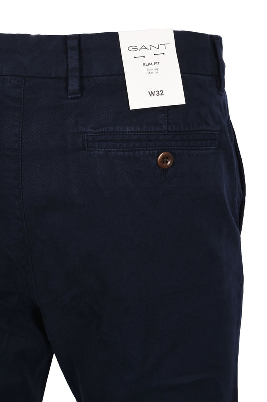 Chino Gant Slim Dobby Structure Bleu Soirée