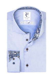 R2 Liberty Print Cut Away Collar Shirt Light Blue R2