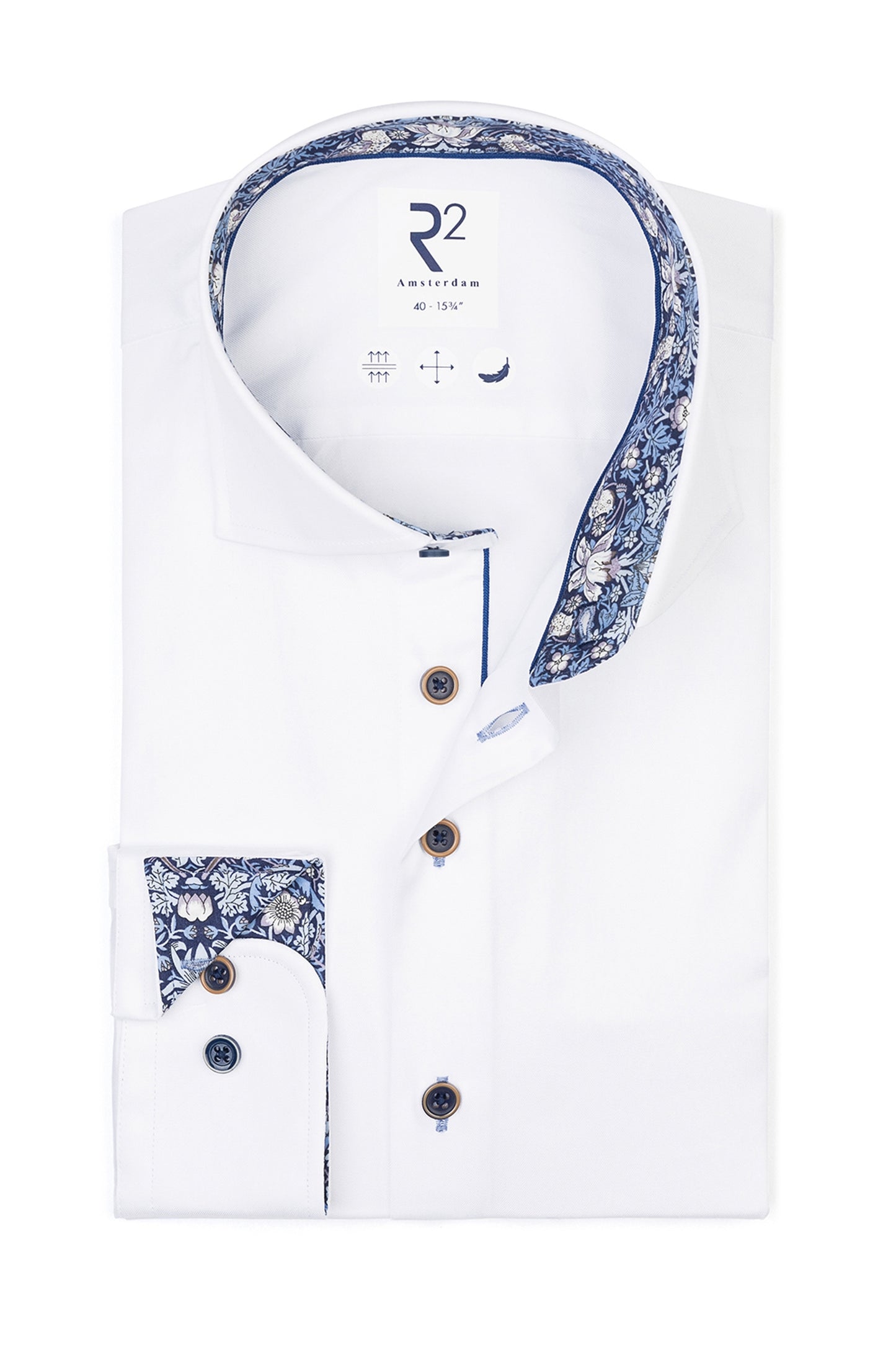 Camicia con colletto tagliato R2 Liberty Print bianca