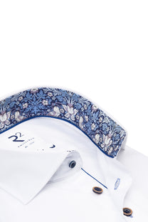 R2 Liberty Print Cut Away Collar Shirt White R2