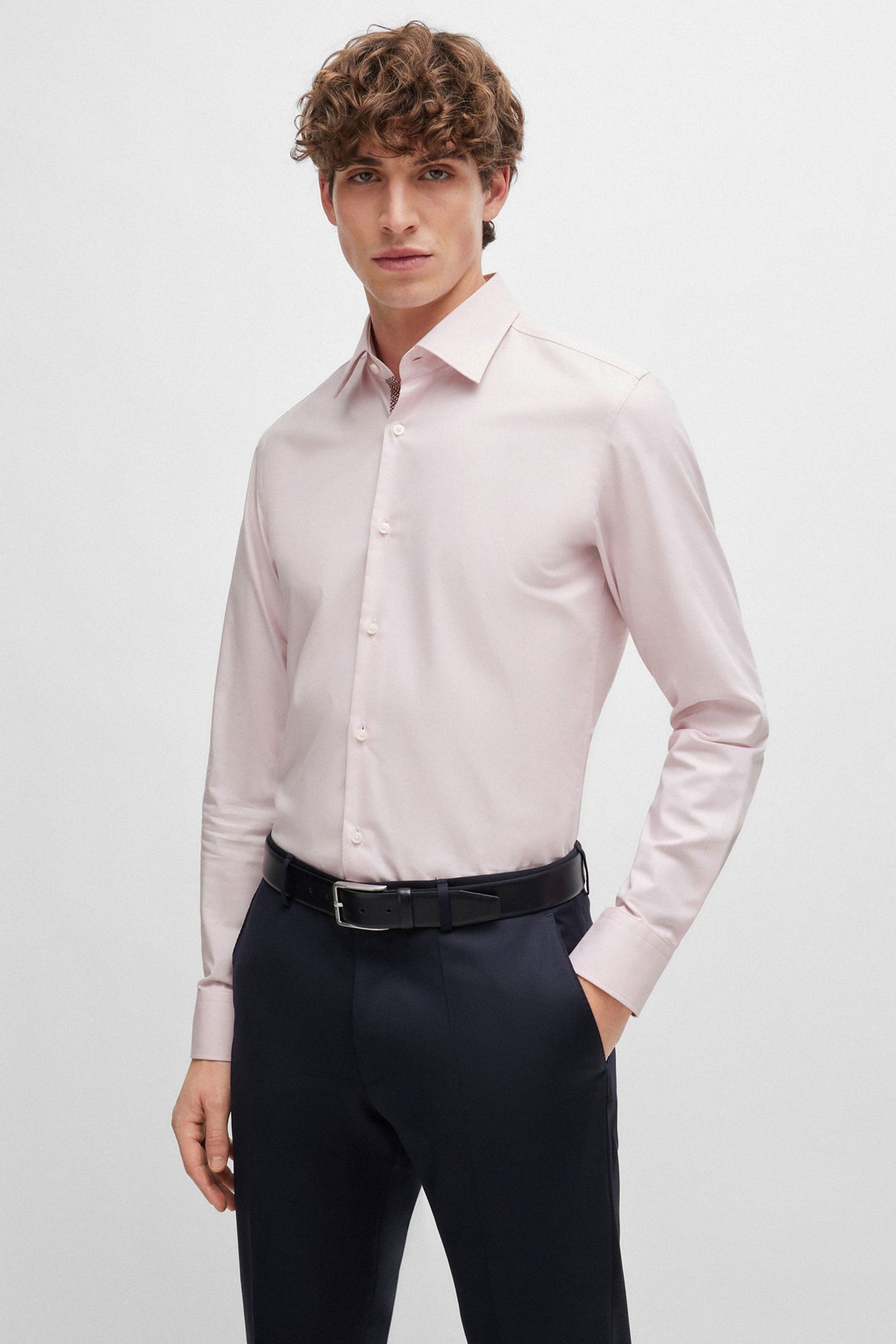 Boss H-hank-kent-c6-242 Camicia a maniche lunghe rosa pastello chiaro