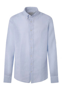 Hackett Linen Long Sleeved Shirt Sky Blue Hackett