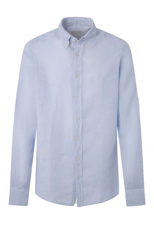 Chemise à manches longues en lin Hackett bleu ciel