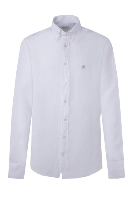 Hackett Linen Long Sleeved Shirt White