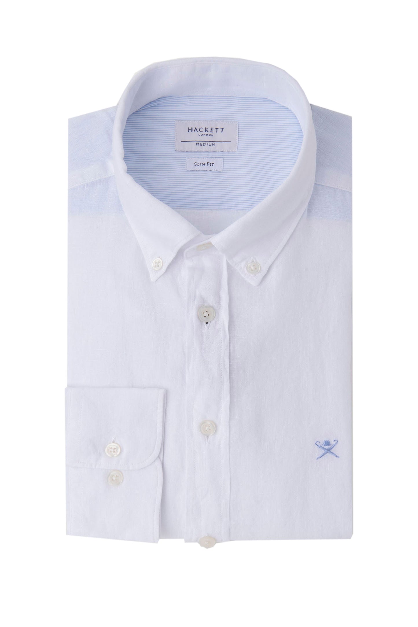 Hackett Linen Long Sleeved Shirt White