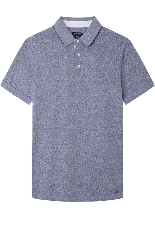 Hackett Cotton Linen Filafil Polo Shirt Blue