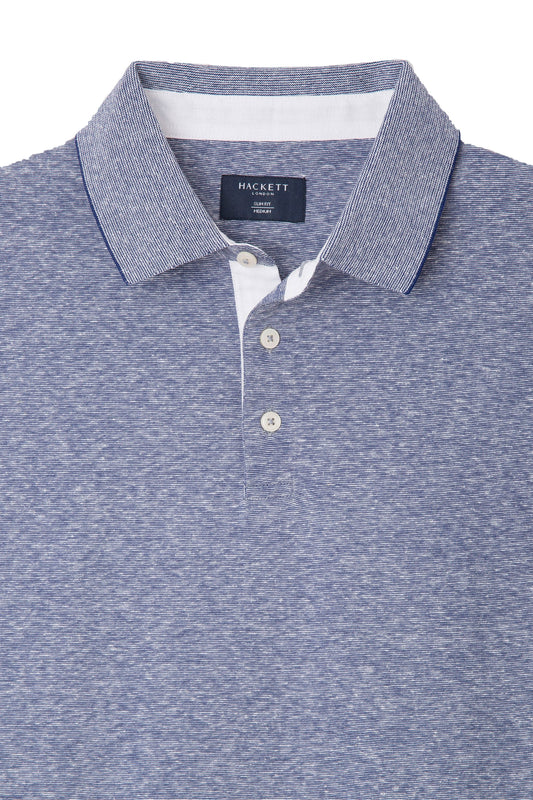 Polo Hackett in cotone e lino Filafil blu
