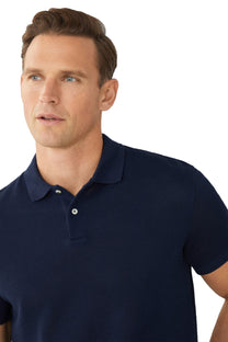 Hackett Stop Start Knit Polo Shirt Navy Hackett