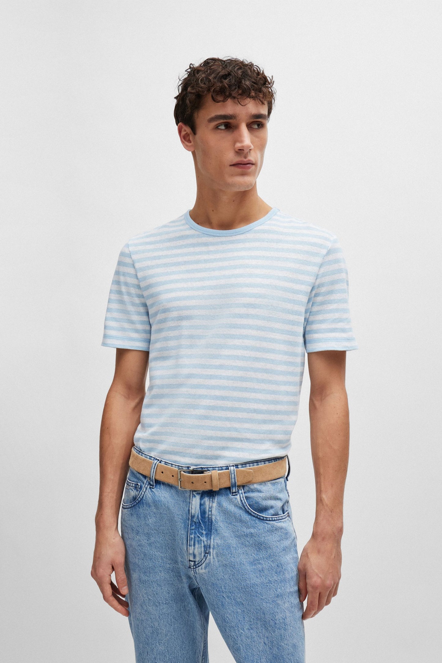 Boss Tiburt457 T-shirt Light Pastel Blue