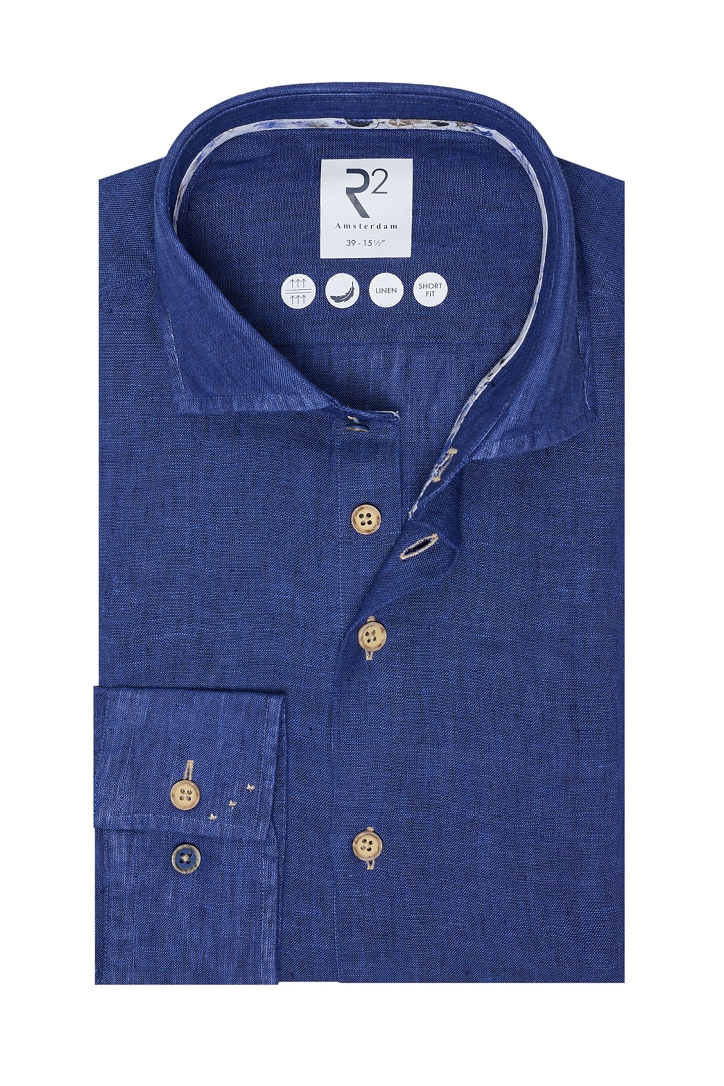 Camicia in lino a maniche lunghe R2 Cobalto