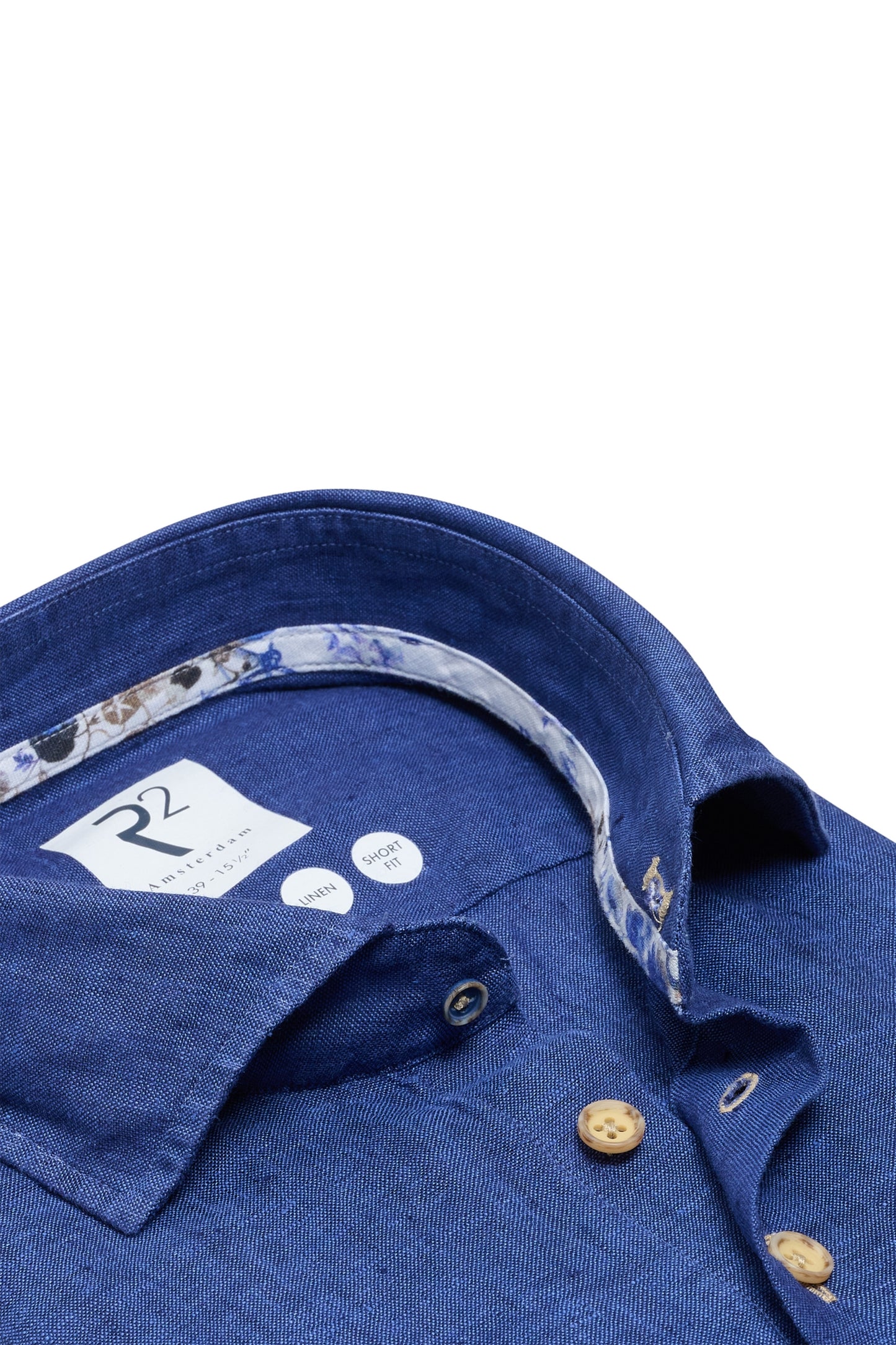 Camicia in lino a maniche lunghe R2 Cobalto