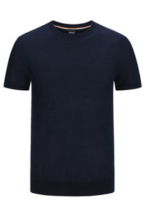 Boss Tantino Short Sleeved Crew Neck Knitwear Dark Blue BOSS Black