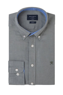 Hackett Long Sleeved Linen Shirt Green Hackett