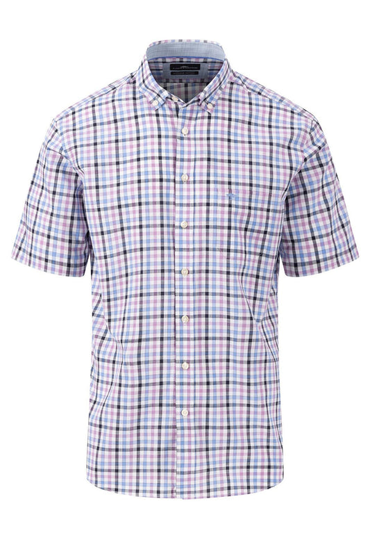 Fynch-hatton Short Sleeve Check Shirt Dusty Lavender