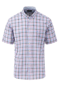 Fynch-hatton Short Sleeve Check Shirt Dusty Lavender Fynch-Hatton