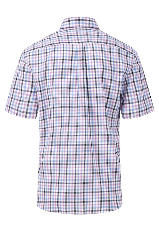 Fynch-hatton Short Sleeve Check Shirt Dusty Lavender