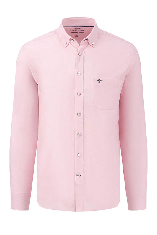 Fynch-Hatton Long Sleeved Oxford Button Down Collar Shirt Pink