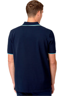 Sandbanks Badge Logo Tipped Sleeve Polo Shirt Navy Sandbanks