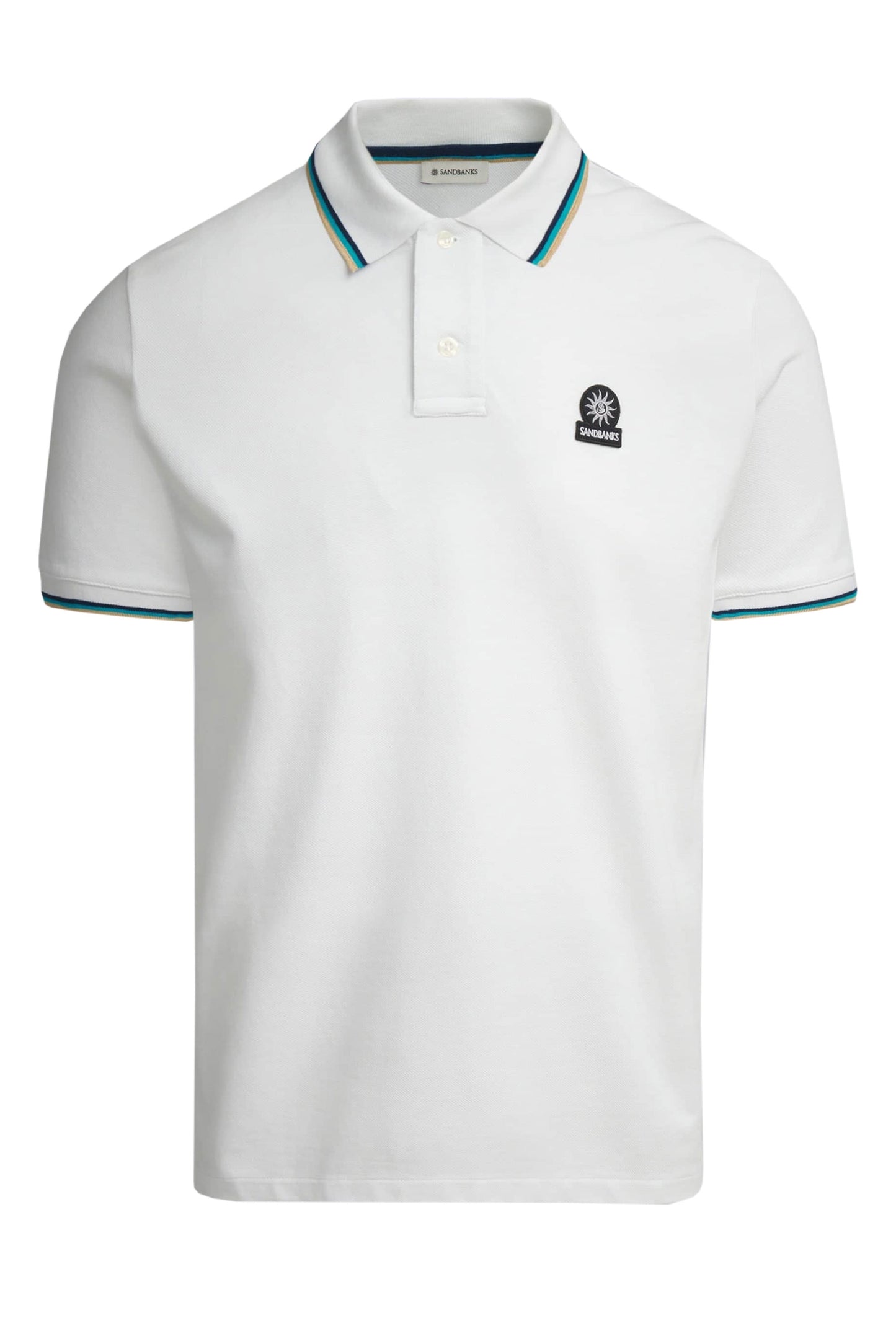 Polo con manica a punta e logo distintivo Sandbanks, bianca