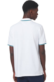 Sandbanks Badge Logo Tipped Sleeve Polo Shirt White Sandbanks