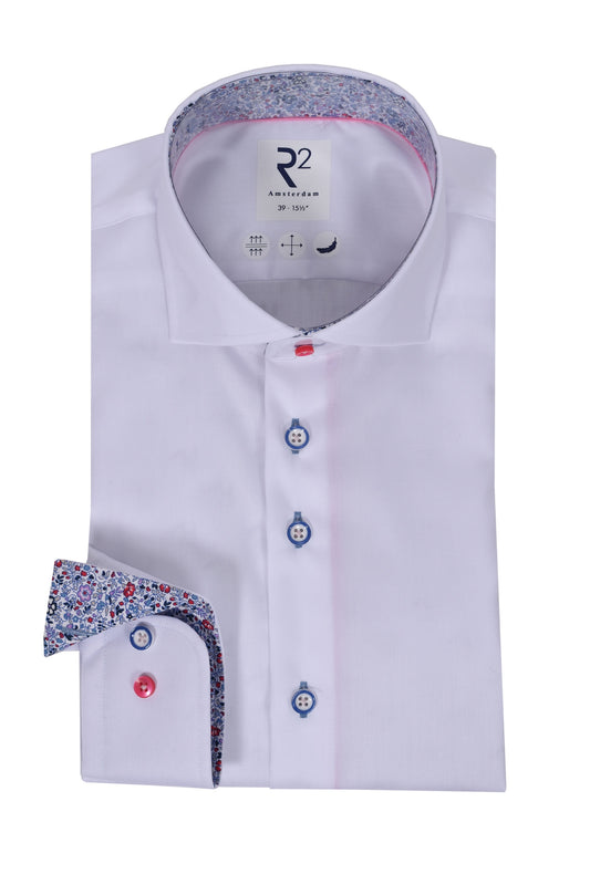 R2 Colletto tagliato con stampa Liberty bianco