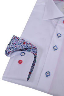 R2 Cut Away Collar Trimmed With Liberty Print White R2