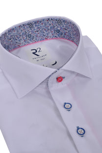 R2 Cut Away Collar Trimmed With Liberty Print White R2