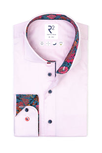 R2 Pink Shirt With Floral Liberty Print Cut Away Collar R2