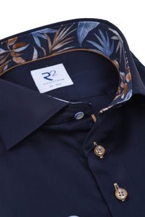 R2 Cut Away Long Sleeved Shirt Navy R2