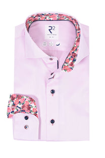 R2 Cut Away Collar Long Sleeved Shirt Pink with Rose Trim R2