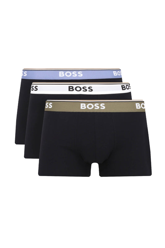 Boss Black 3 Pack Trunk Power Boxers White/khaki/blue Trim