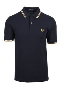 Fred Perry Twin Tipped Polo Shirt Navy/Ecru/Honey Comb Fred Perry