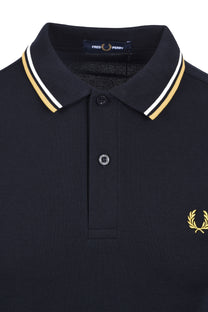 Fred Perry Twin Tipped Polo Shirt Navy/Ecru/Honey Comb Fred Perry