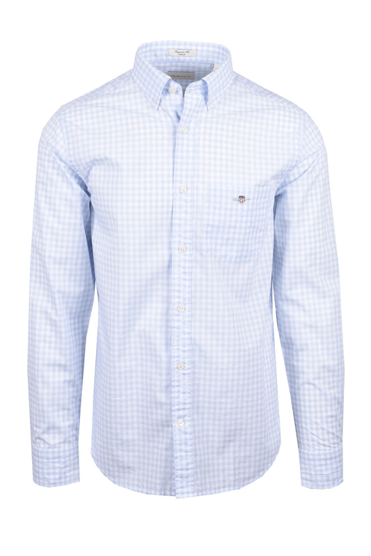 Camicia Gant Reg Popeline Gingham Azzurro Chiaro