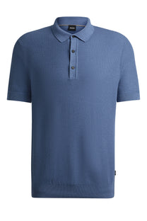 Boss H-daremo Knitted Polo Shirt Open Blue Boss Black