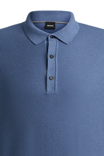 Boss H-daremo Knitted Polo Shirt Open Blue Boss Black